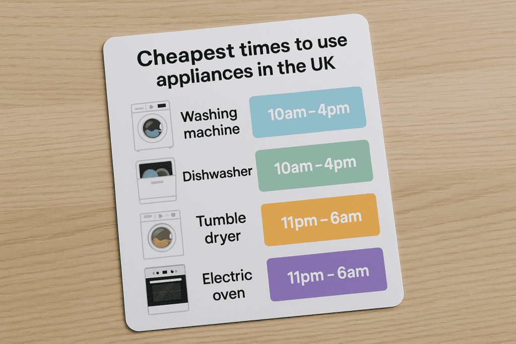 Cheapest times to use appliances in the UK